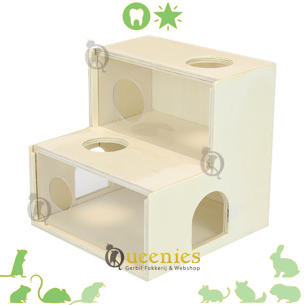 Houten huis met grote ramen 15 cm