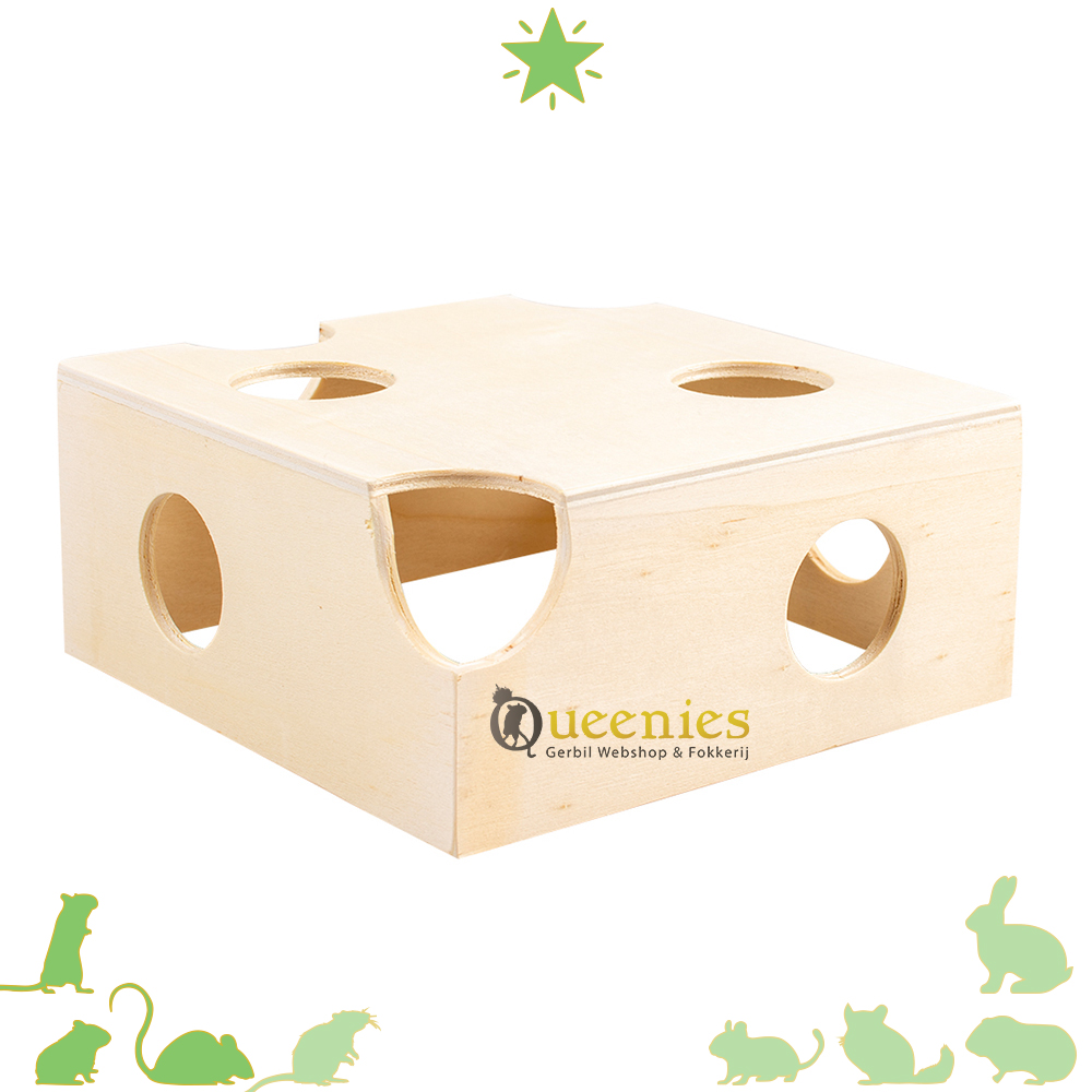Houten Dwerghamster Huisje met gaten