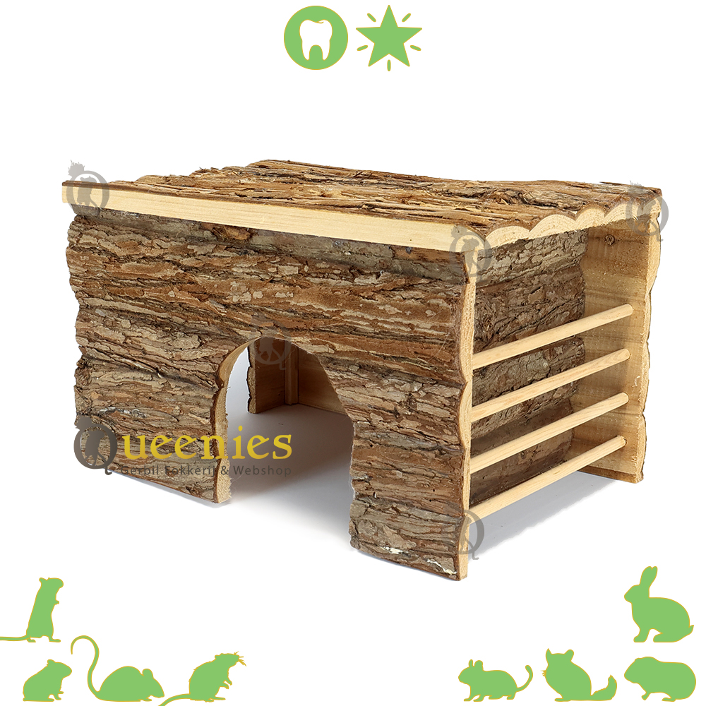 Huisje Ila 40 cm - Konijnenhuis of Caviahuis met hooiruif