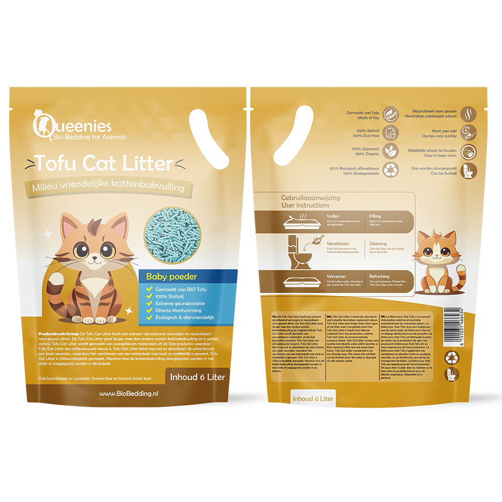 Tofu Kattenbakvulling baby poeder van Ekoo Animal bedding