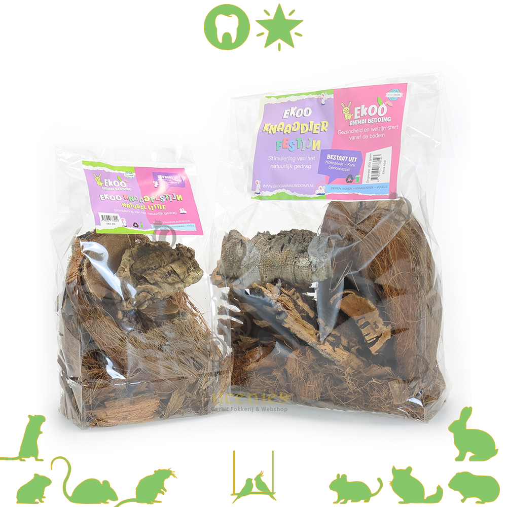 Knaagfestijn Ekoo Animal Bedding - Stimulering van het natuurlijk gedrag voor kleine Knaagdieren