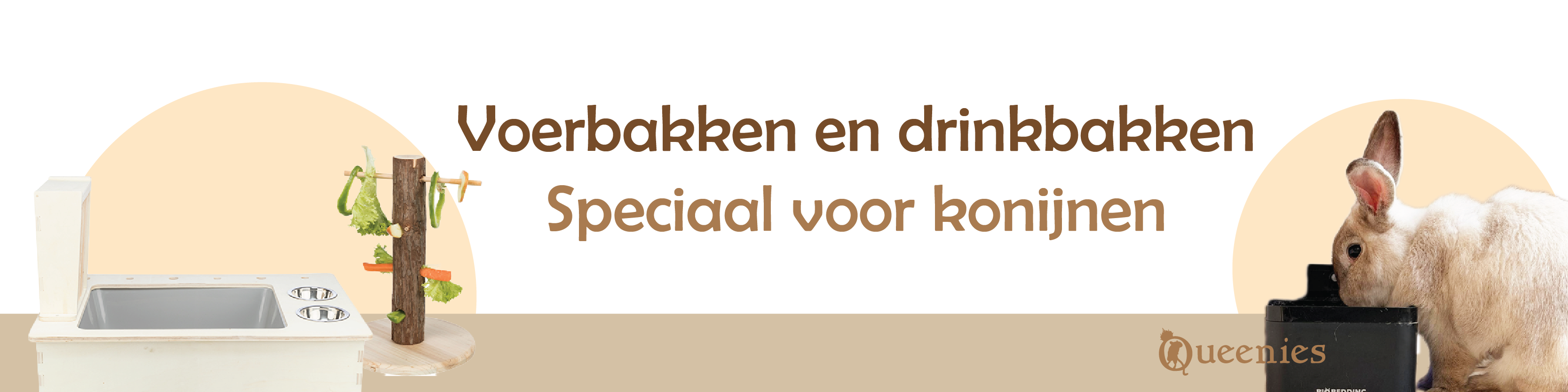 Drinkflessen en voerbakken voor konijnen