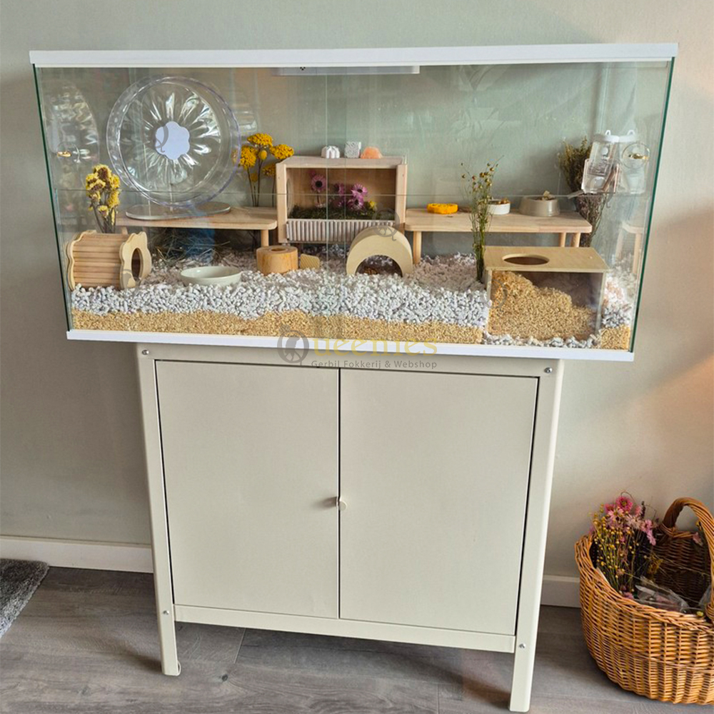 Knaagdieren terrarium met witte profielen