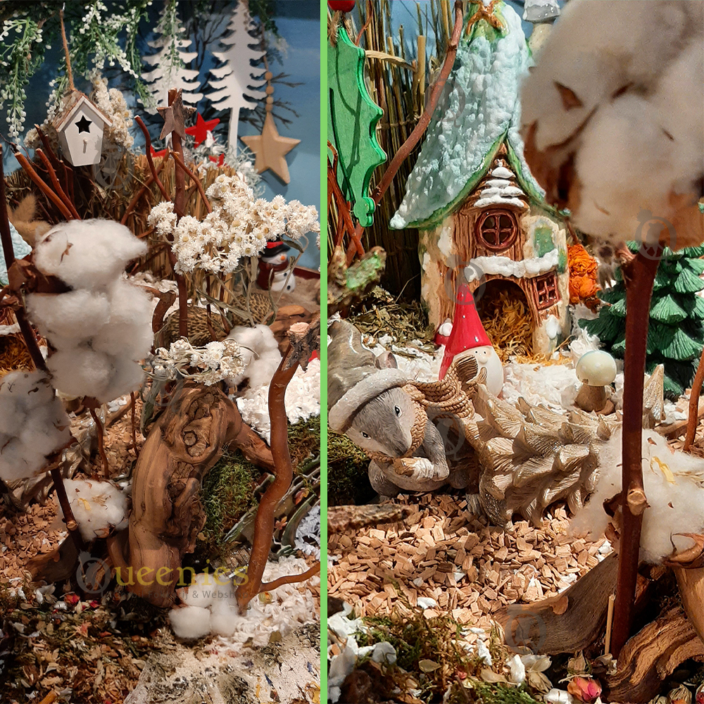 Katoen op Steel zijn Kapok bollen op takken voor Hamsterscaping