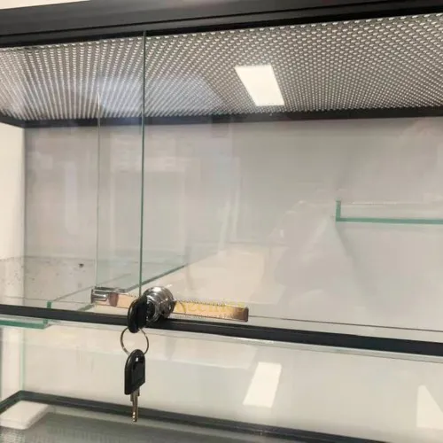 2 stuks tandstangslot, terrariumslot, vitrineslot, met bevestigingsschroef, ratelslot, glazen deurslot, met sleutel