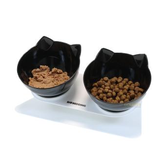 Dubbele katten voerbak zwart ergonomisch design