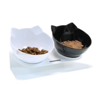 Dubbele Katten voerbak - Zwart Wit Design