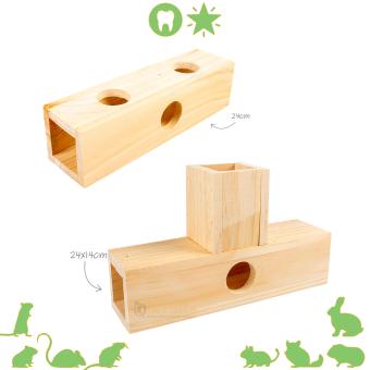 Vierkante Houten Tunnel voor Kleine Knaagdieren