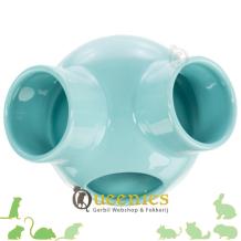 Keramiekhuis Turquoise / badzand schaal met 3 ingangen