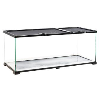 Glazen terrarium met uitneembare bak voor zand en bodembedekking