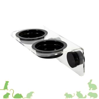Transparante dubbele magnetische voerbak voor terrarium