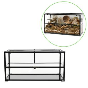 Ruime glasbak met frontschuiven voor hamsters