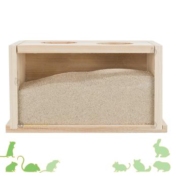 Houten badzand huis met plexiglas voorkant