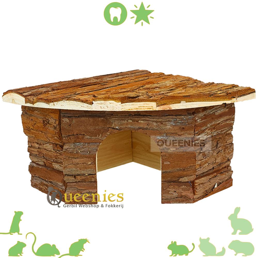 Hoekhuis Jesper 32 cm met gedroogd mos hamsterscaping