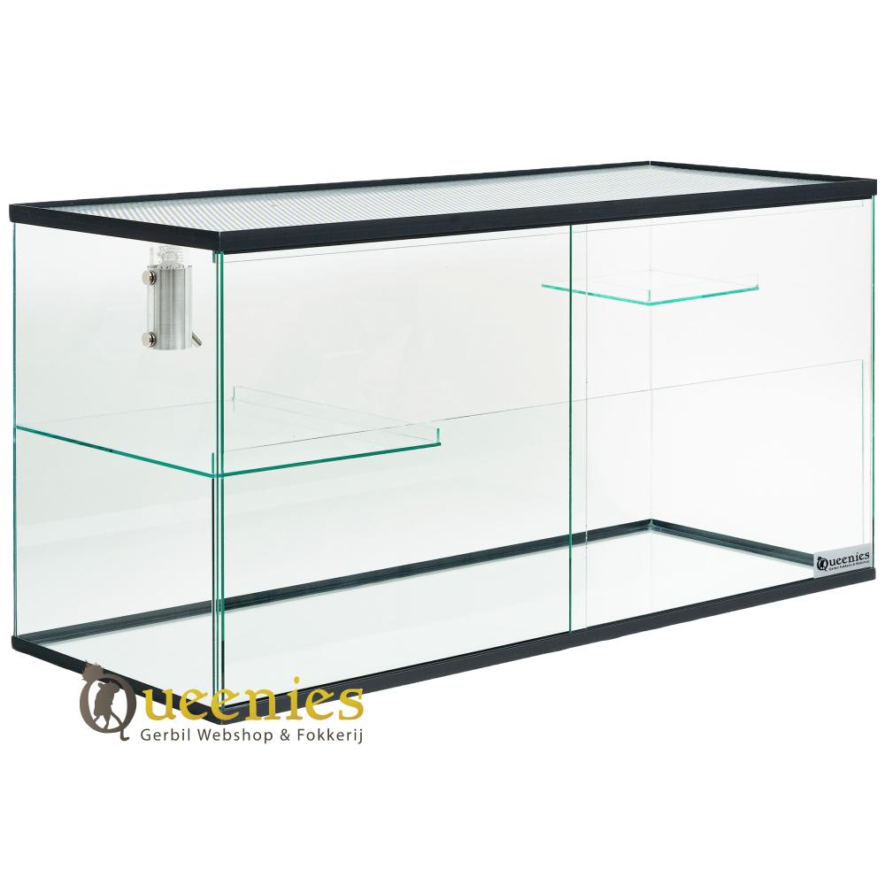 Gerbilarium met vast voorschot en schuifruit van bodem tot deksel