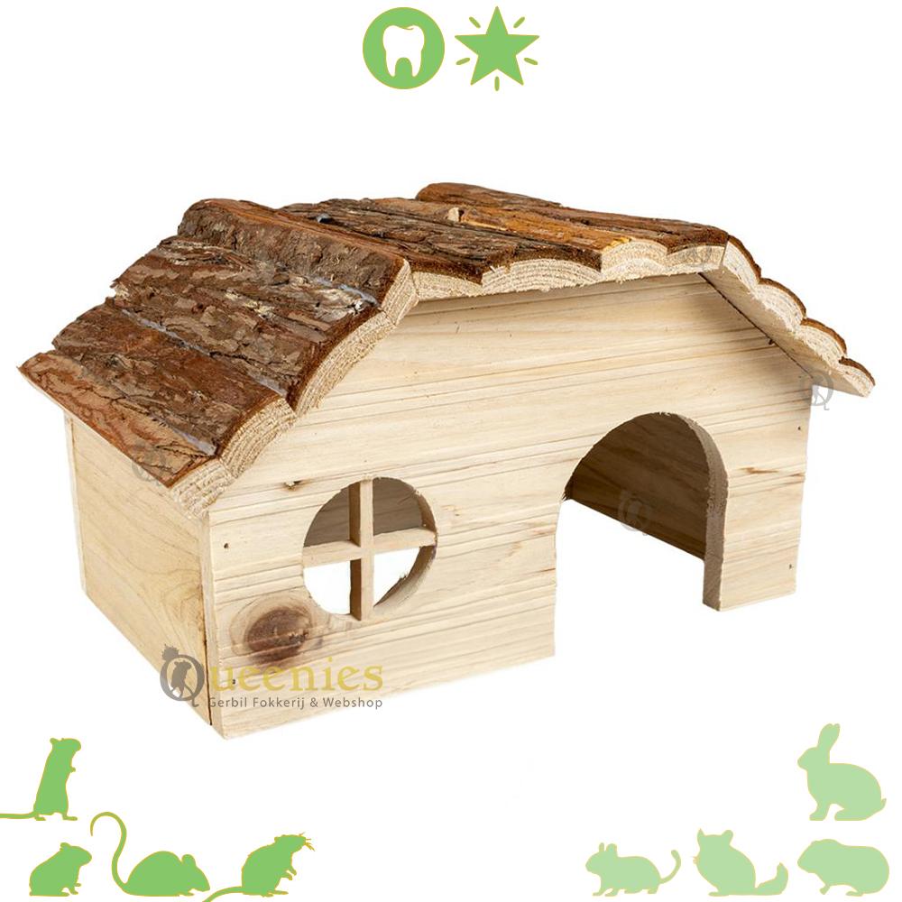 Knaagdierhuisje van hout en schors