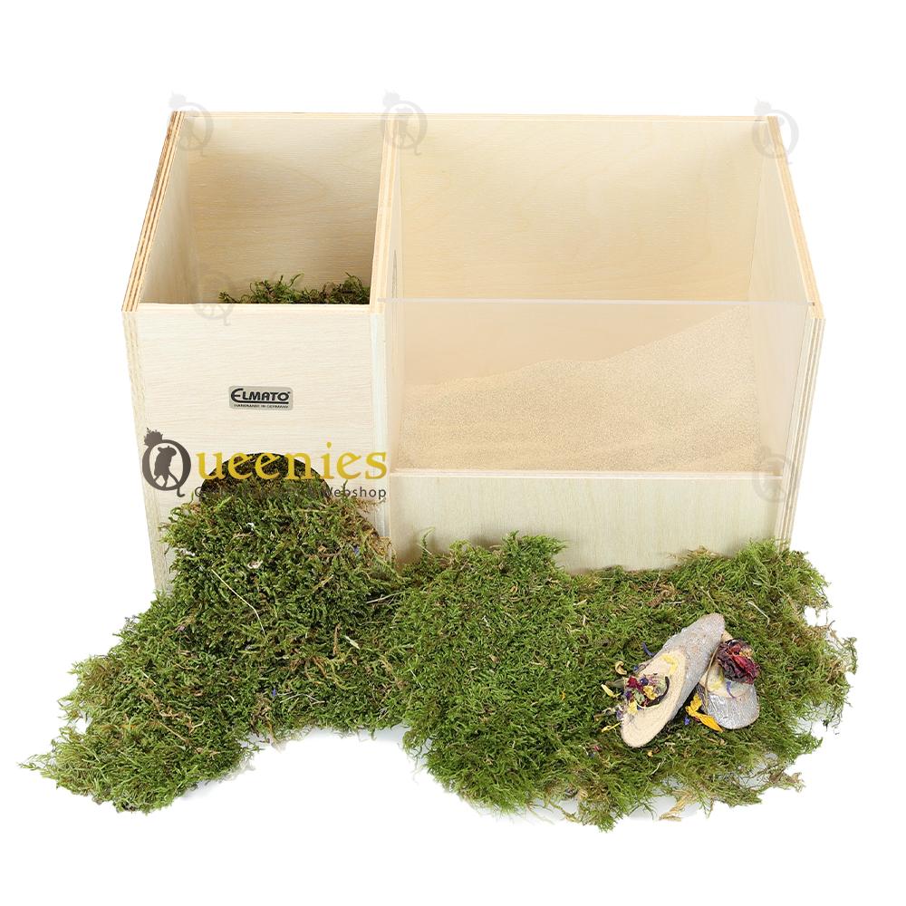 Natuurlijk zandhuis met slaapplek voor hamsters