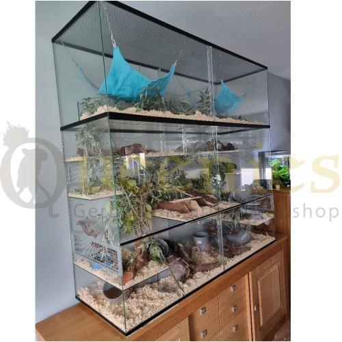 Grote Chinchilla verblijf van glas met schuifruiten