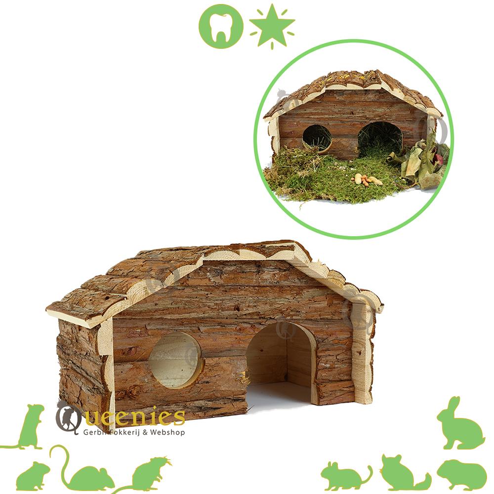 Chinchilla huis Rinden 41 cm - Cavia en Konijnen huisjes gemaakt van natuurlijk Schorshout