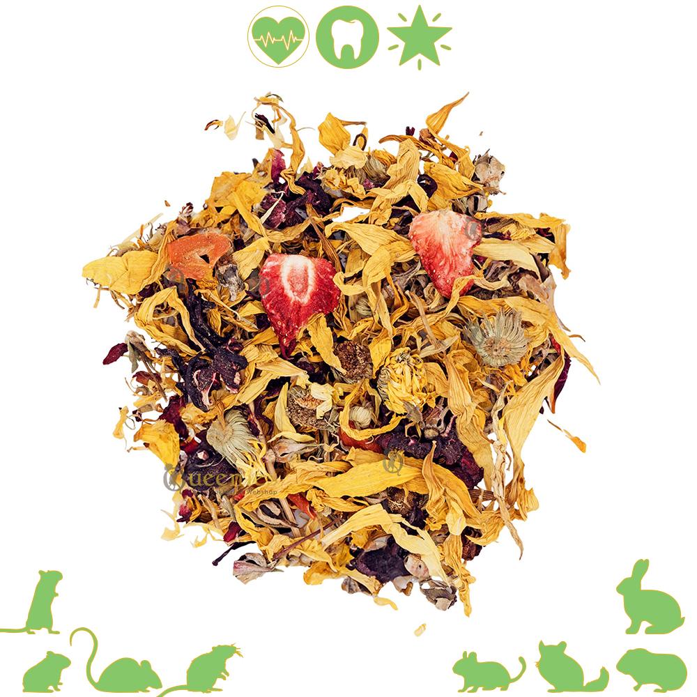 Gedroogde aardbei en goudsbloemen voor Konijnen en Hamster