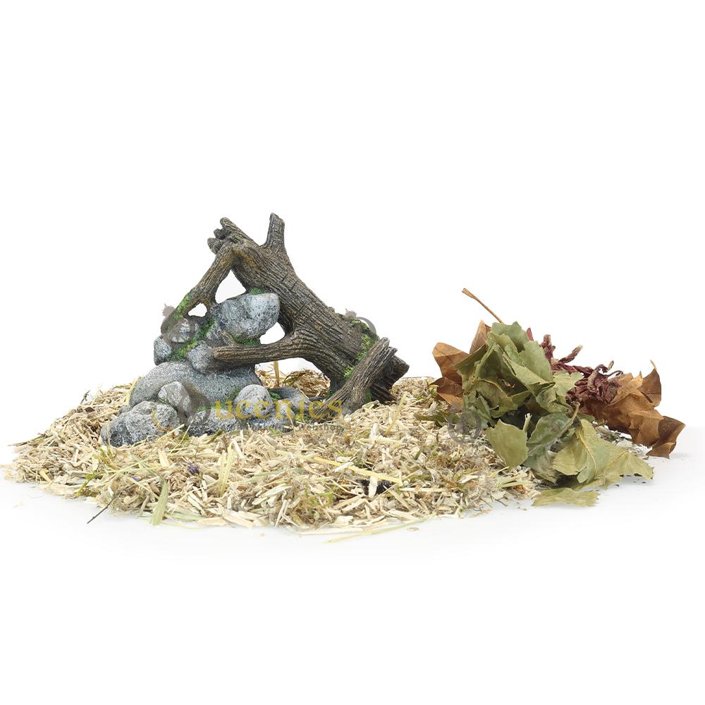 Dwerghamster speelgoed van hout en steen van kusnthars