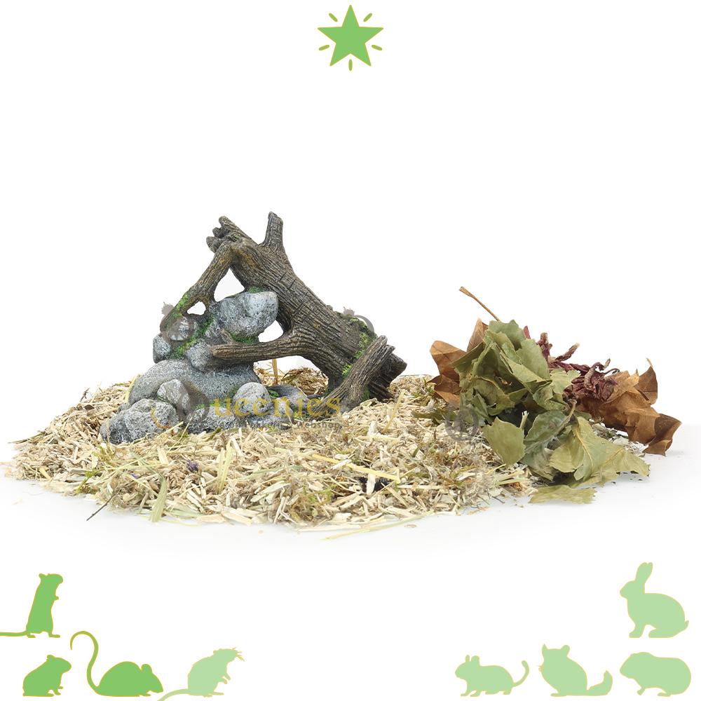 Houtvezel combineren met natuurlijke inrichting voor hamsters en muizen