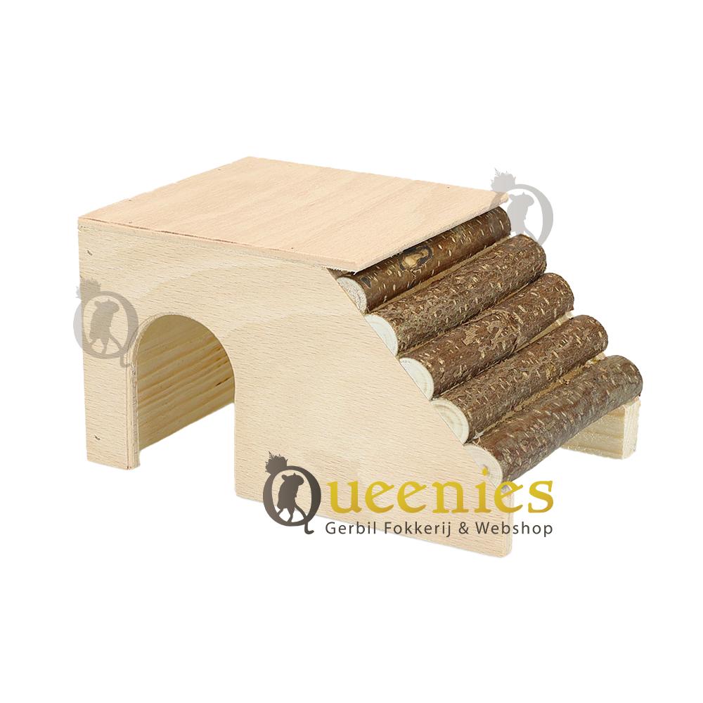 Stormbaan hamsterhuis van hout en hazelnoot