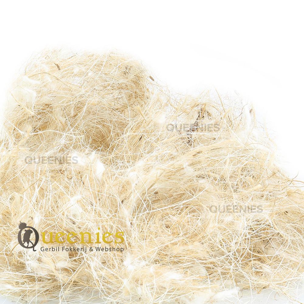 Kapokvezel als bodembedekking in knaagdier terrarium