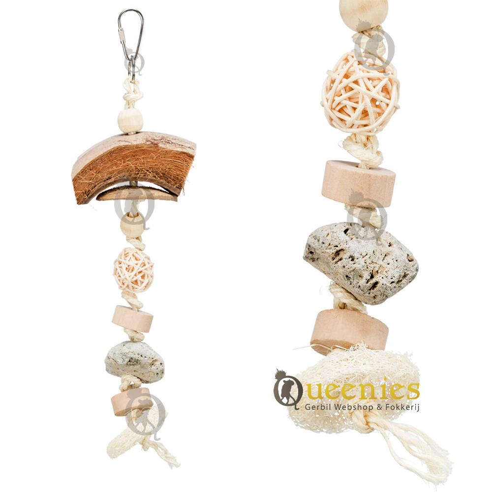 Klimtouw met Kokosnoot en Rotan 35 cm - Klim speelgoed voor Vogels