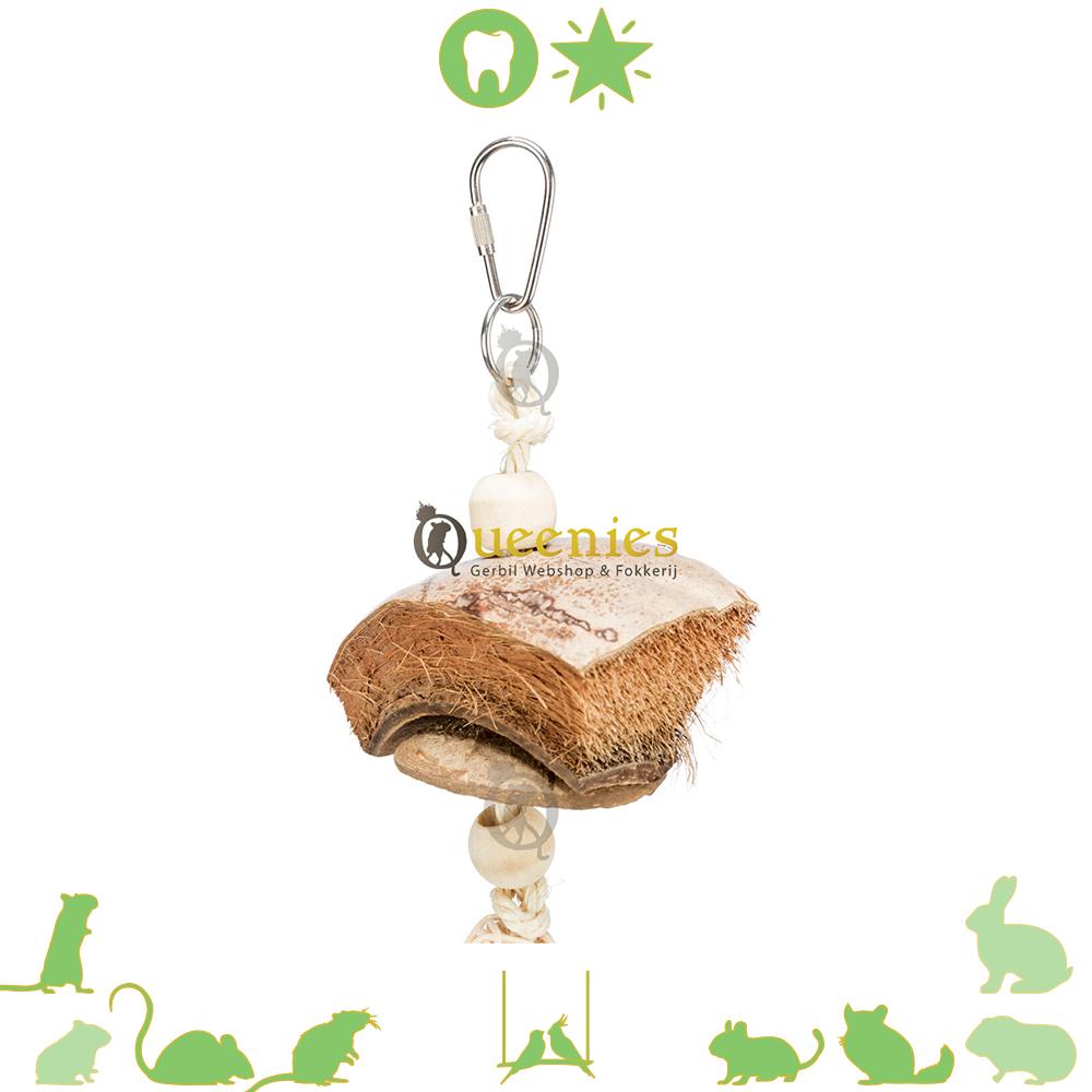 Klimtouw met Kokosnoot en Rotan 35 cm - Klim speelgoed voor Knaagdieren
