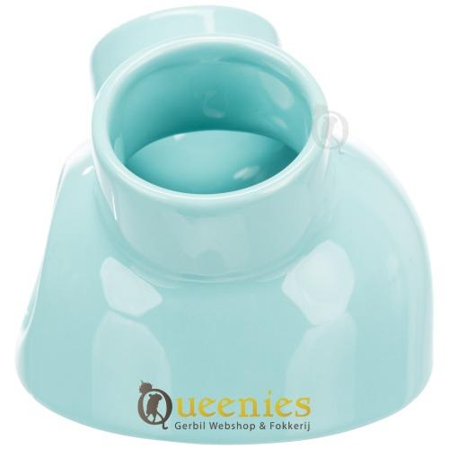 Keramiekhuis Turquoise / badzand schaal met 3 ingangen