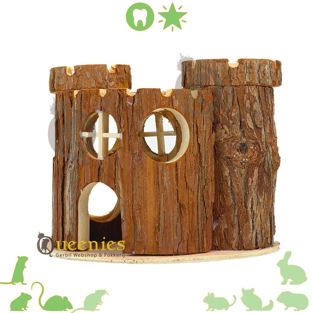 Hamster kasteel met veel in en uitgangen en tunnels