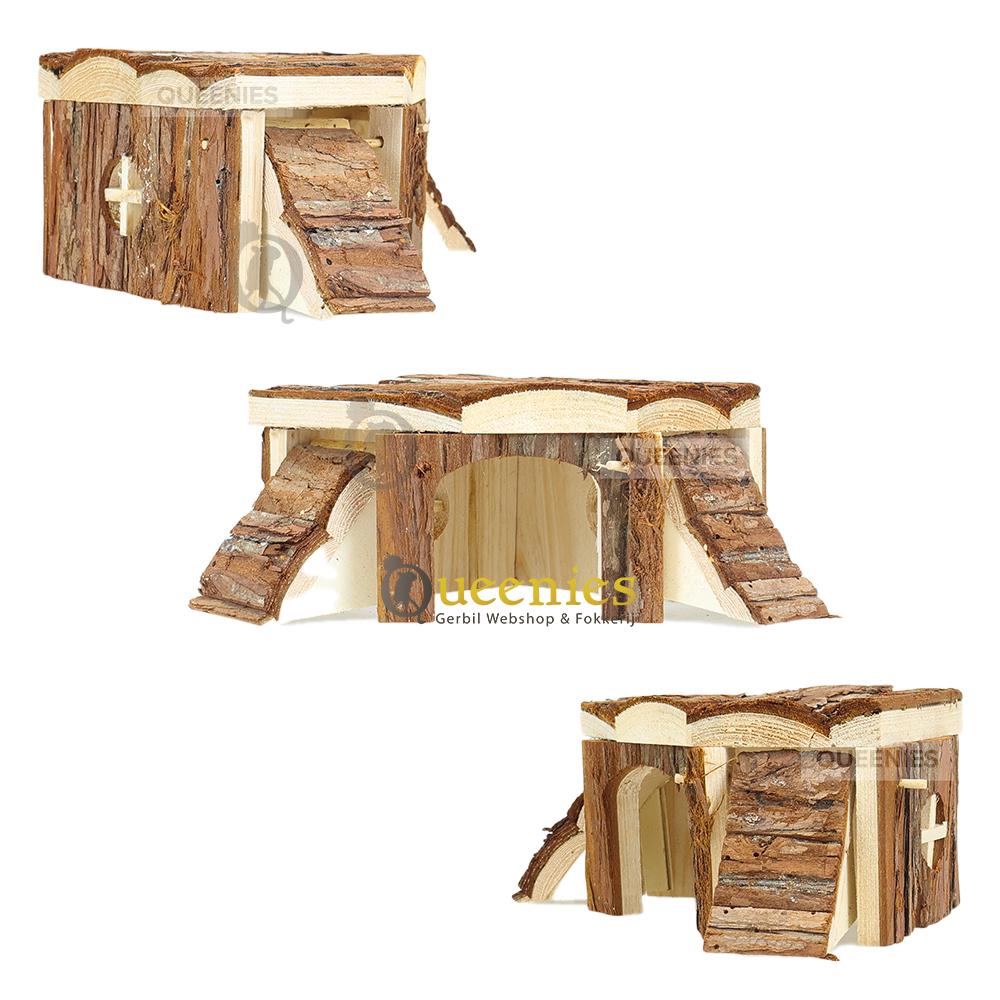 Hoekhuis Thordis 21 cm knaagdierhuisje voor muizen