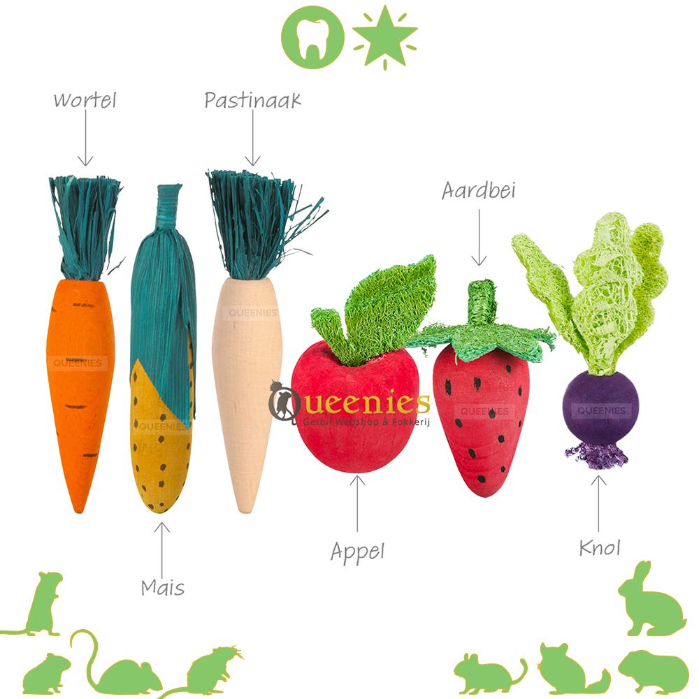 Knabbelhout van Groente & Fruit - Knaagspeelgoed voor Konijnen en Knaagdieren