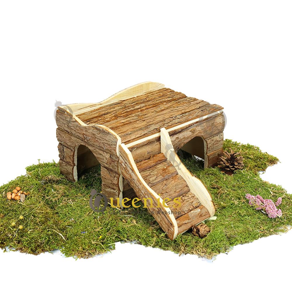 Gedroogd terrarium met knaagdierenhuisjes