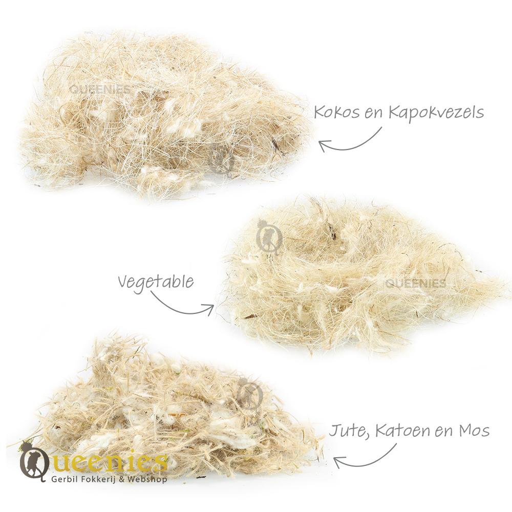 Verschillende soorten nestmaterialen van jute voor Papegaaien
