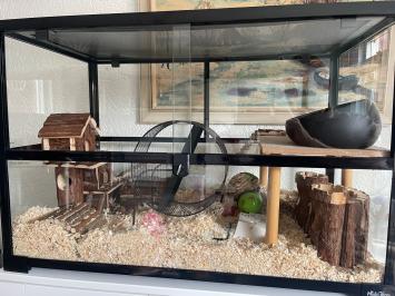Terrarium voor hamsterscaping met diepe graaflaag