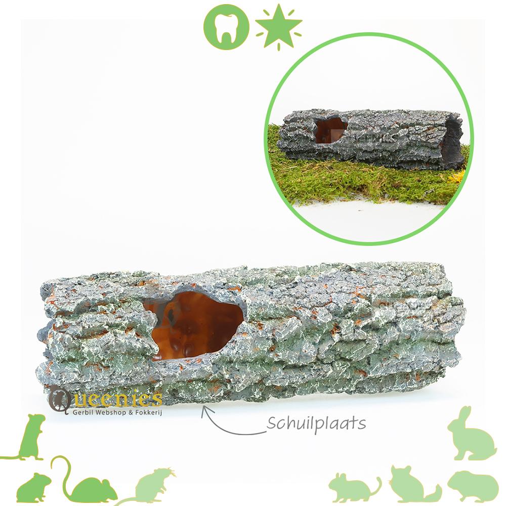 Greystone Boomstam 30 cm - Geheime schuilplaats voor Gerbils en Hamsters in Hamsterscaping