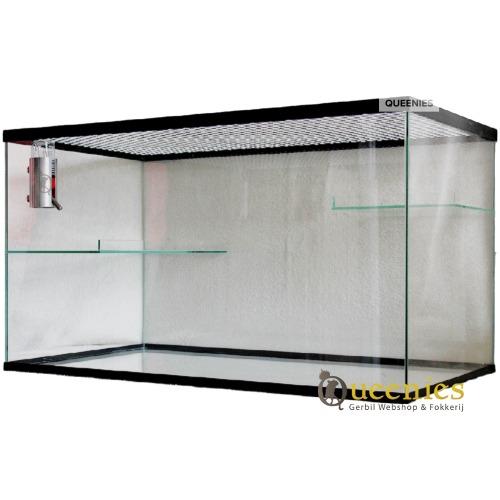 Hamster en gerbilkooi van glas 80x40 zonder schuifruiten