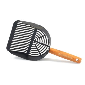 Carbon Steel Kattenbakschep met houten handvat voor dagelijks gebruik