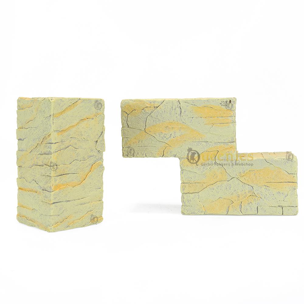 Stapelbare zandsteen look blokken voor knaagdieren