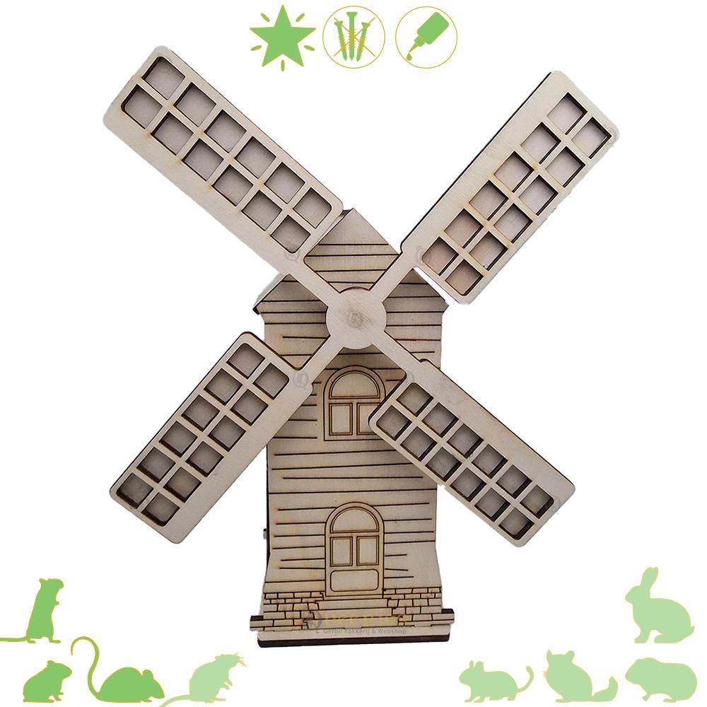 Houten Windmolen voor knaagdieren – DIY bouwpakket