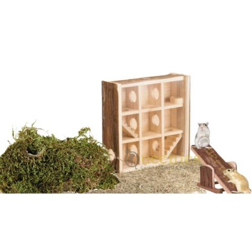 Knaagdier speelgoed zoals mos en klimtoren