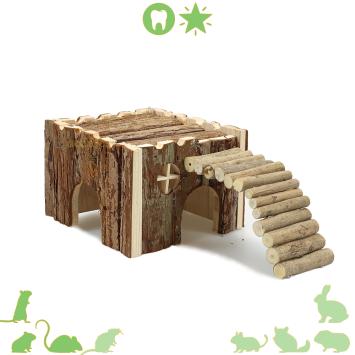 natuurlijk knaagdierhuis met brug