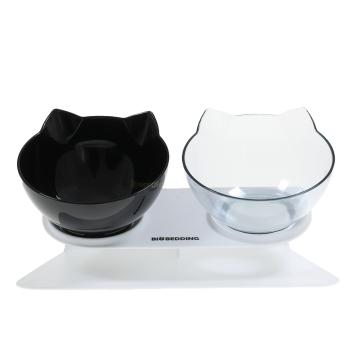 Kattenvoerbak zwart transparant met antislip basis