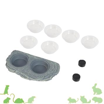 Terrarium voerbak met twee bakjes en magneetbevestiging