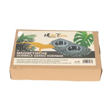Dubbele terrarium voerbak voor voer en water
