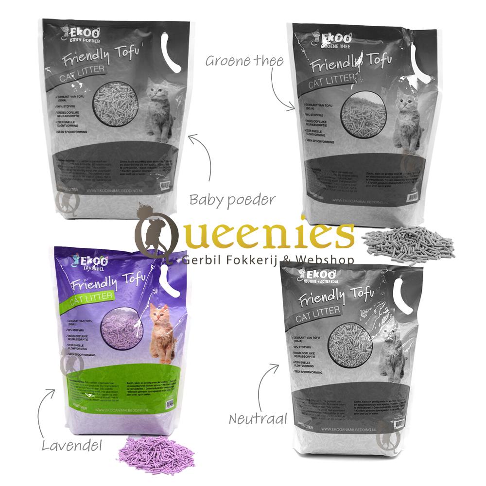 Ekoo cat litter gemaakt van tofu, duurzaam en milieuvriendelijk