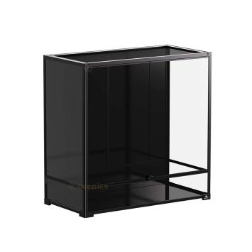 Terrarium knockdown Zwart zijaanzicht glazen constructie