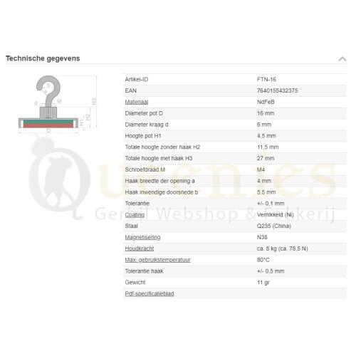 Magneet Haken voor knaagdierkooien  set per 5 stuks